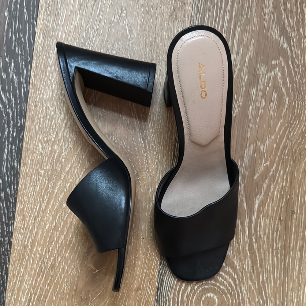 Aldo 100% Leather Heeled Mule Sandals, size 9